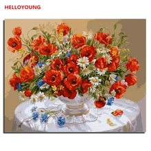 Теплая, как огонь DIY Ручная роспись маслом цифровая картина маслом Цифры Картины Маслом китайский свиток картины для декорирования дома