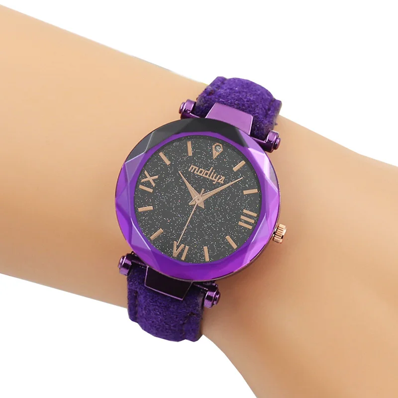 

Fashion Ladies Quartz Watch Romantic Starry Sky Galaxy Dial Star Space Pattern Analog Women Wristwatch Leather Strap Clock gift