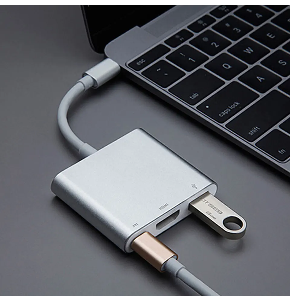 USB 3.1 Type C Thunderbolt 3 TO HDMI USB 3.0 multi-port Adapter Dongle Dock Cable for New Macbook Pro Mouse Keyboard TV Phone (9)