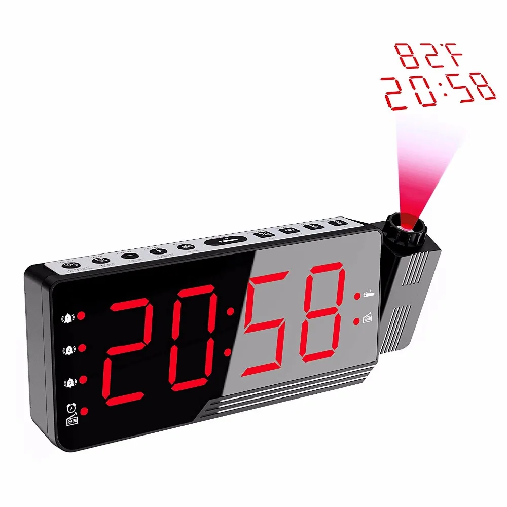 

FM Radio Clock Led Digital Alarm Clock with time Projection Temperature Electronic Table Watch desk Projector Watch nixie Clock