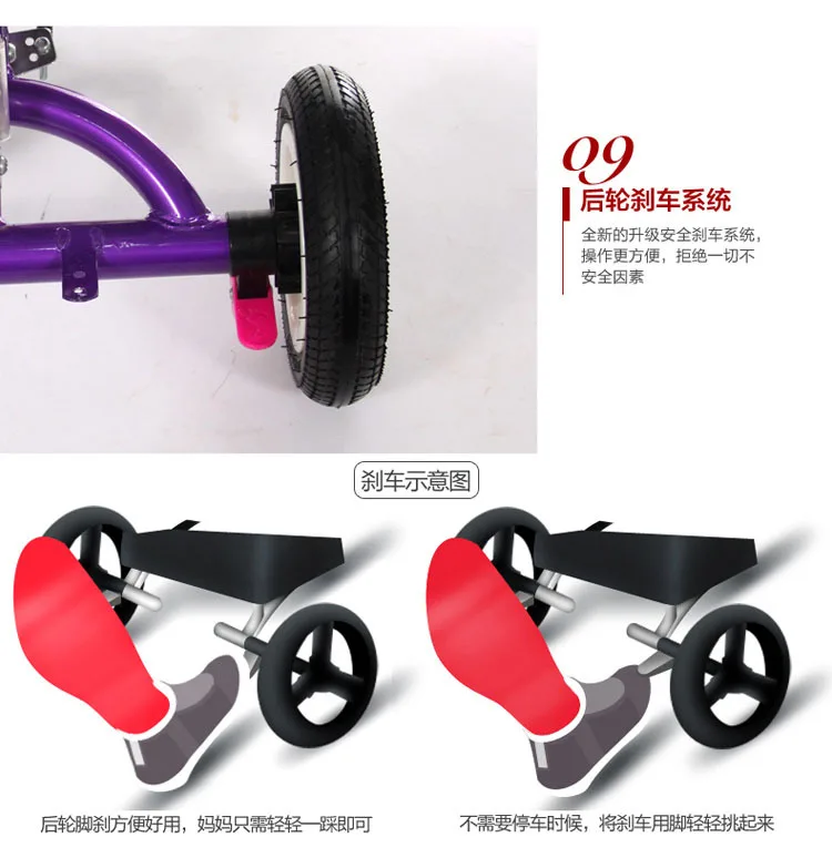 Надувные колеса детская коляска, трехколесный велосипед съемный Detechable зонтик навес три колеса коляска От 1 до 6 лет