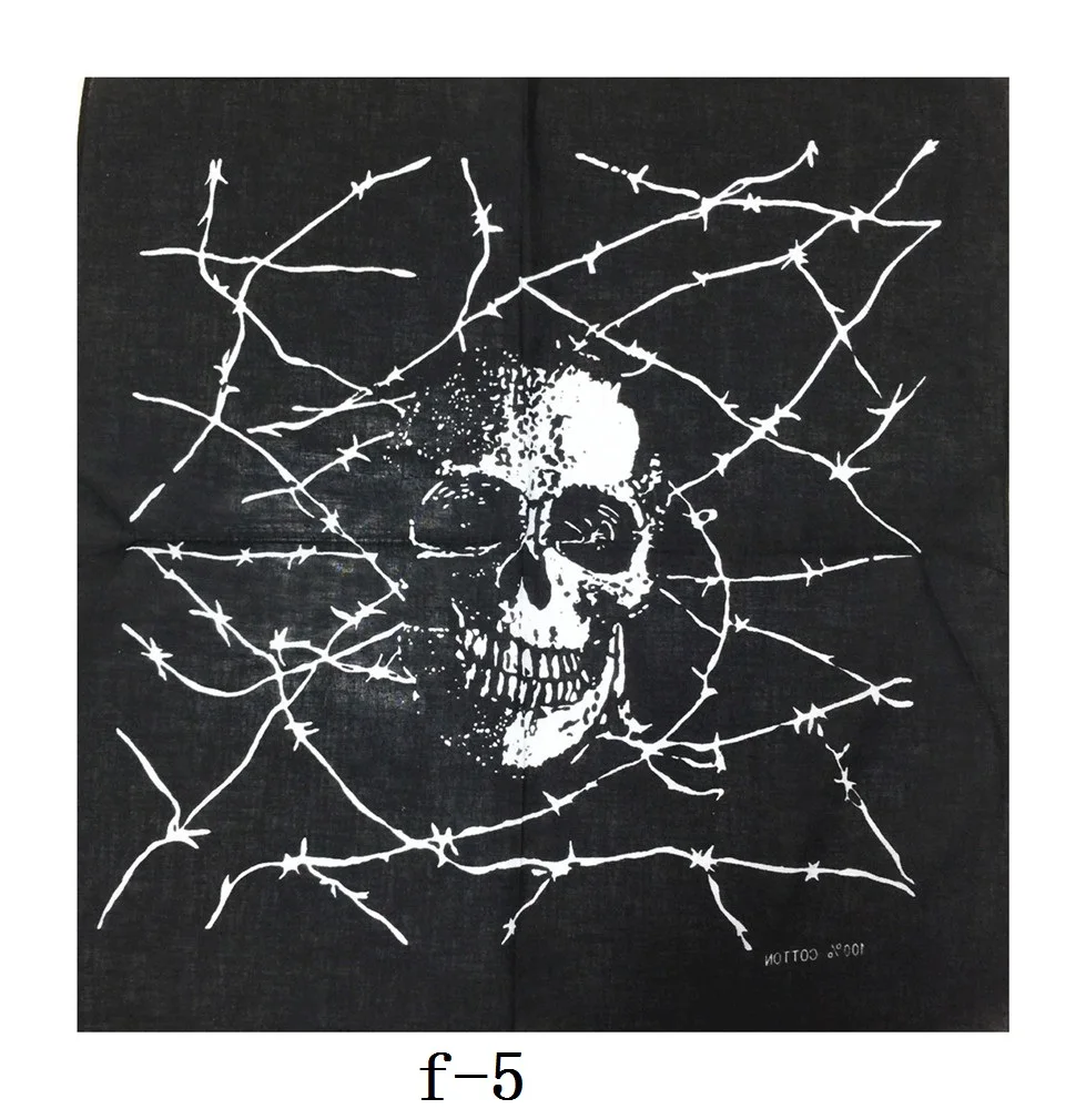 New Fashion 55*55cm Hip Hop Cool Biker Cycling Cotton Black Skull Bandana Skull Headbands Headwear for Men mens blanket scarf