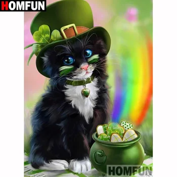 

HOMFUN Diamond Painting "Cartoon cat hat" DIY 5D Diamond Embroidery Sale Full Set Rhinestone Cross Stitch Home Decor A19574
