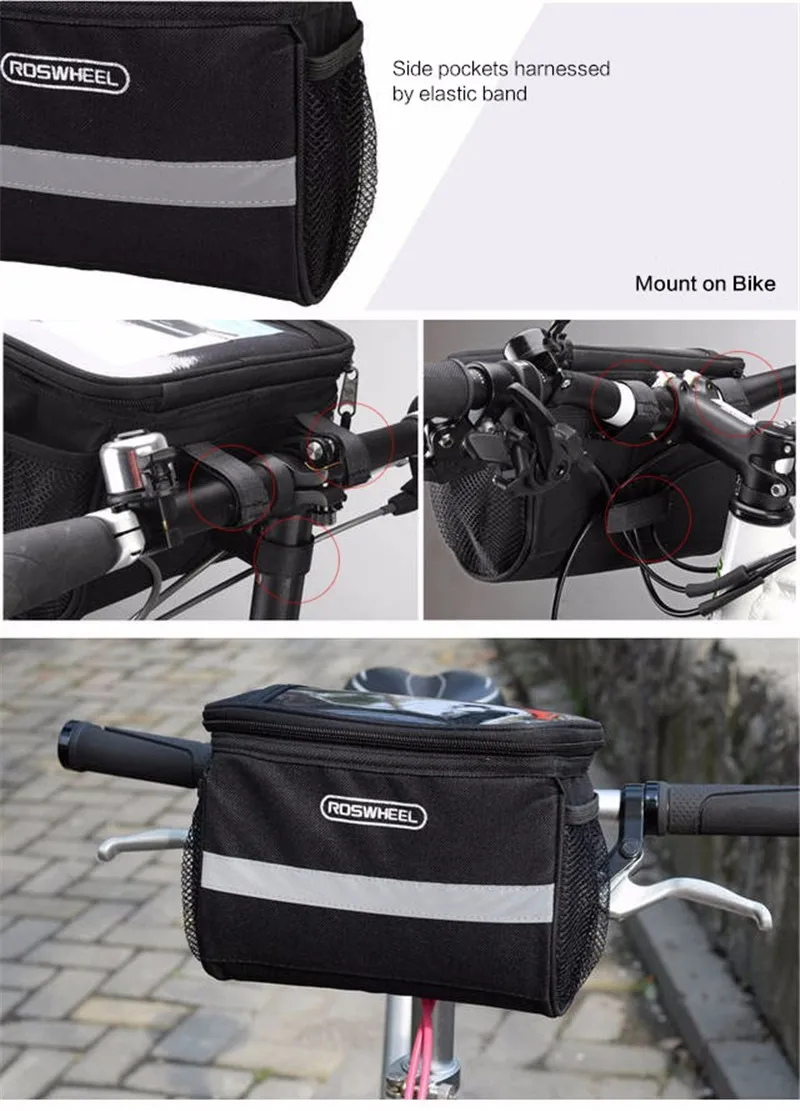 Discount ROSWHEEL Waterproof Road MTB Bike Bicycle Front Top Frame Handlebar Bag Cycling Pouch For Cellphone Phone 3