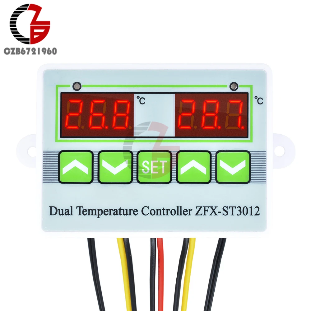 Dual Temperature Controller AC 220V 12V 24V LED Digital Thermostat Thermometer Fridge