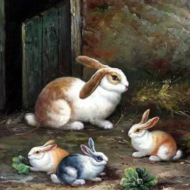 Rabbits at canvas 24x36