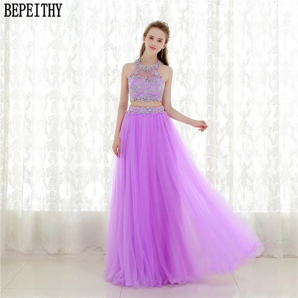8  BEPEITHY New Arrival 2017 Hot Sale Long Two Pieces Prom Dresses Vestido De Festa Longo Lace Tulle Prom Evening Party Dresses (4)