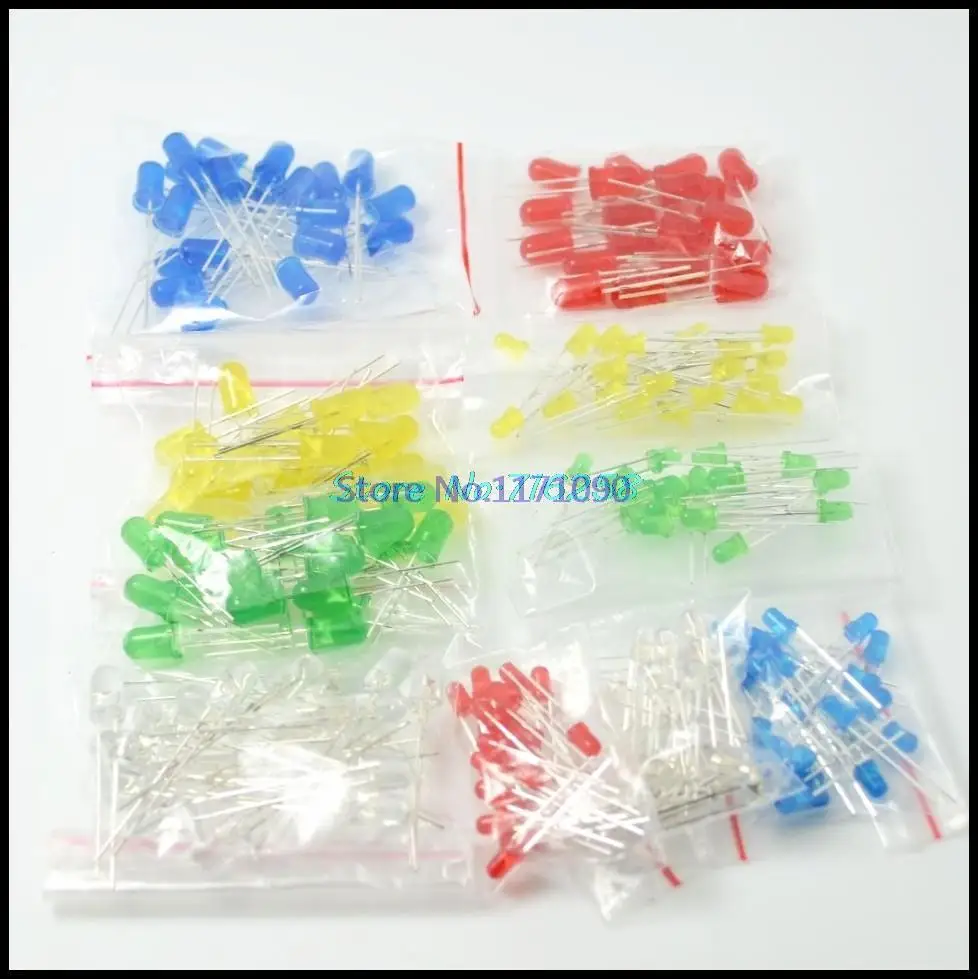 

100PC/Lot 3MM 5MM Led Kit Mixed Color Red Green Yellow Blue White Light Emitting Diode
