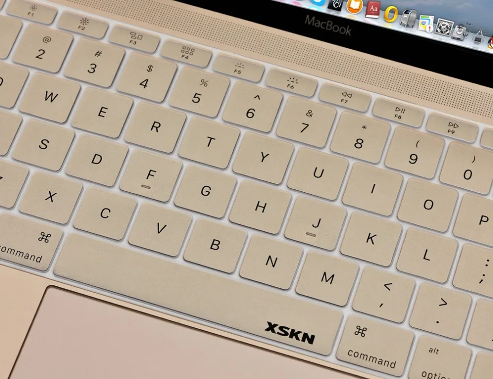 XSKN цвета шампанского Золотая силиконовая для ноутбука Клавиатура Защитная крышка кожи для MacBook 12 дюймов, английский язык США Макет