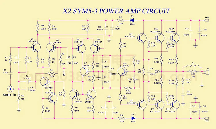 150 Вт класс AB аудио усилитель мощности платы PCB на основе Symasym5-3