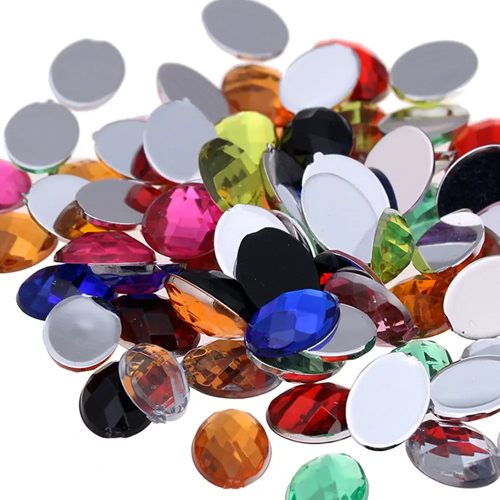 

Oval Shape Flatback Earth Facets Acrylic Rhinestone 5 Sizes Clothing Gems DIY Jewelry High Shine Nail Art Stones Art Decorations