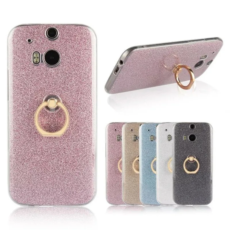 

For HTC One M8 M9 M9 Plus M10 Phone Case Glitter Bling Finger Ring Holder Soft TPU Silicone Back Cover Capa For HTC M9 coque