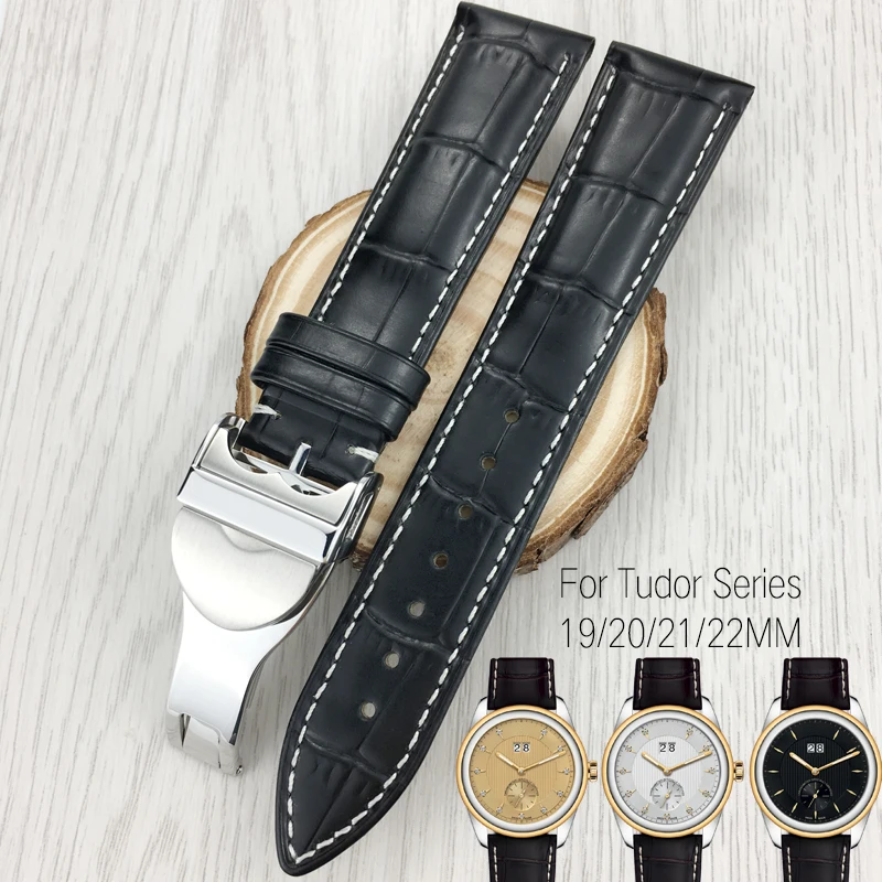 

19mm 20mm 21mm 22mm Italian Cowhide Leather Watch Strap Black Brown Watchband Special for Tudor Series Watch Black Bay PELAGOS