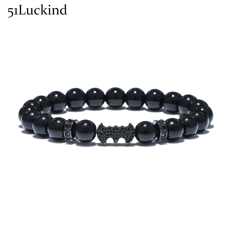 

Cute Animal Bat Design Strand Beads Bracelet Fancy Batman Charm Braclet For Men Women Movie Souvenir Hand Jewelry Bijoux
