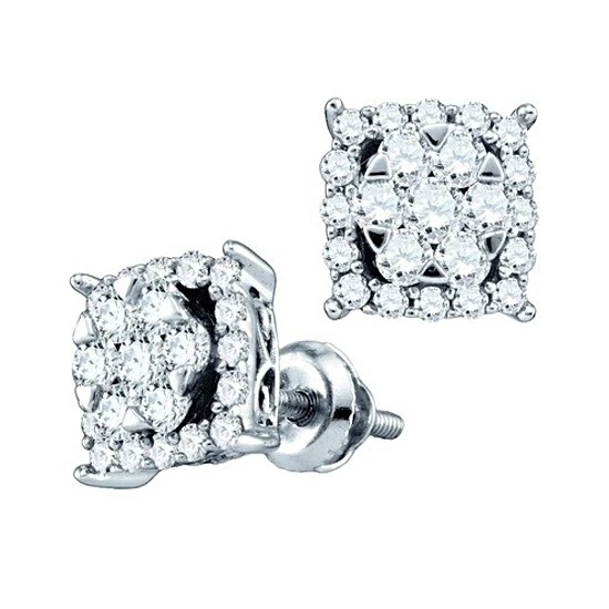 5/8 Ct Round Cut Natural Diamond 10K White Gold Stud Earrings