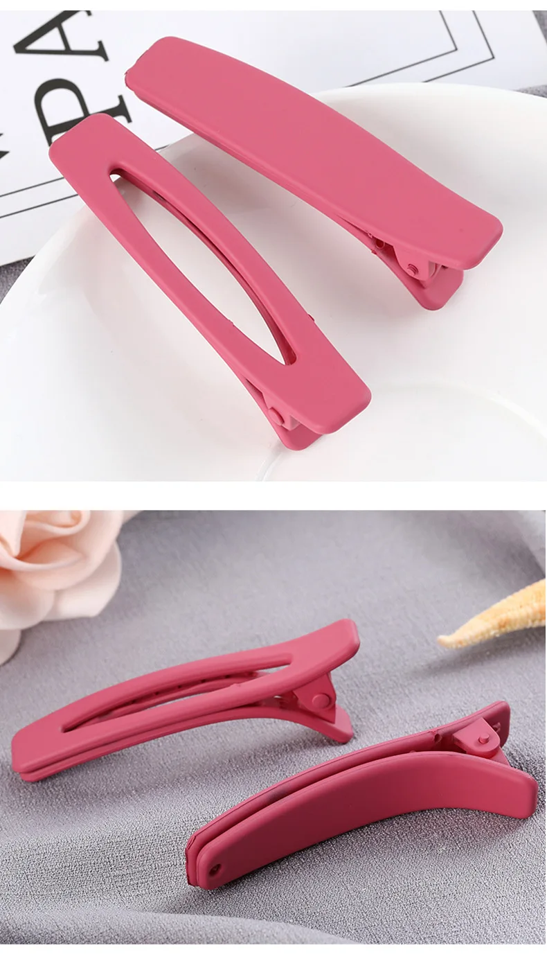 ZMASEY New 2pc Side clamp sanding Hair Clips Solid color One-word Hairpins Trendy Handmade Hair Styling Accessories