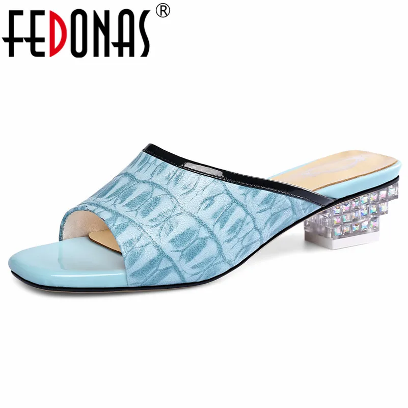 

FEDONAS Concise Elegant Square Toe Strange Style Women Sandals Sheepskin Slip On Shallow Party Summer Casual Basic Shoes Woman
