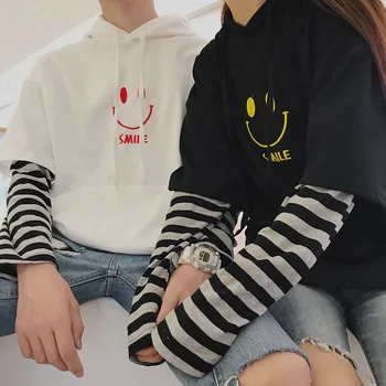 

2019 Autumn new Recommend Fashion casual Lovers False Two Paper Even Hat Loose Coat The listing Owner hoodie Hot trend city boy