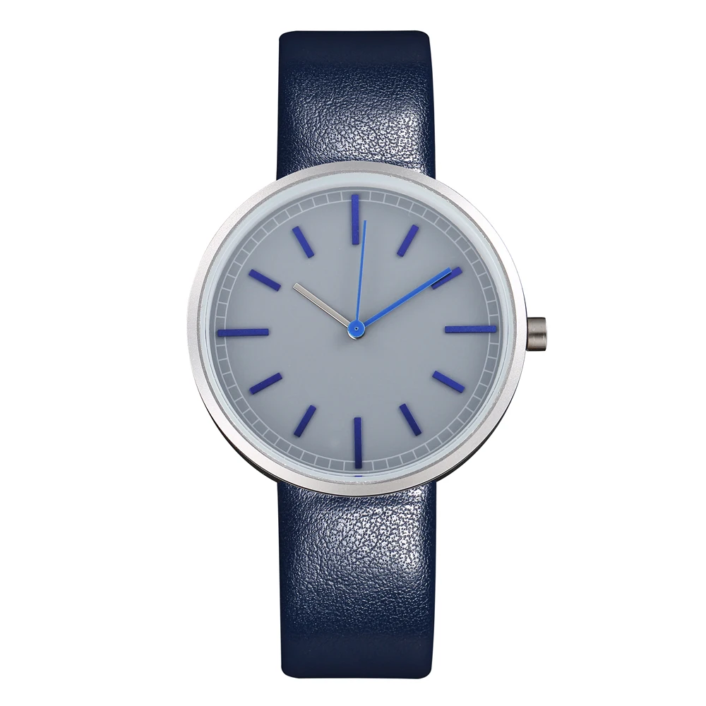 blue luxury watch business genuine leather strap original japan movement