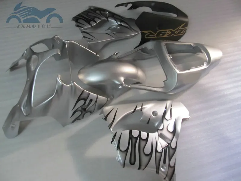 

Custom Motorcycle ABS fairing set for Kawasaki Ninja ZX 9R Fairings kit 2002 2003 ZX9R 02 03 black flames silver road body parts