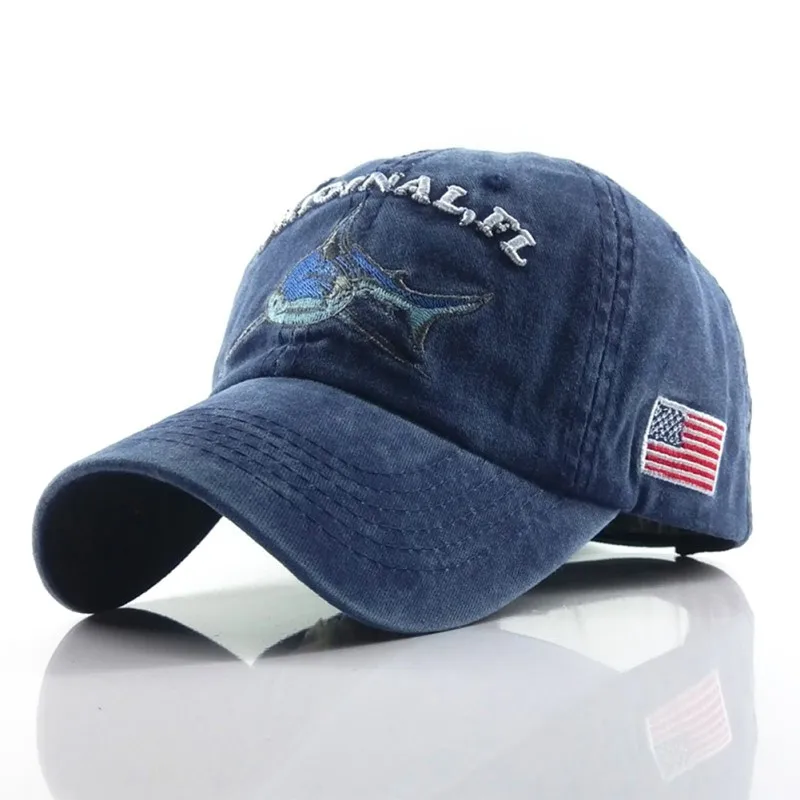 washed cotton shark golf cap fitted snapback hat adjustable size gorras casual casquette embroidery letter retro | Спорт и