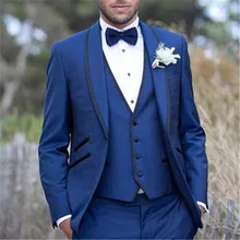 Лидер продаж синий мужской костюм для свадьбы из 3 предметов(куртка+ штаны+ жилет+ галстук-бабочка), Выходные туфли на выпускной TERNO для жениха Masculino Trajes De Hombre Блейзер 143