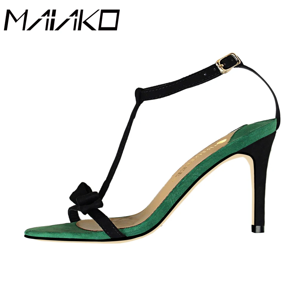 

MAIAKO 2019 Summer Women Sandals PU Ankle Strap Mixed Colors Buttrfly-Knot Fashion Hight Heel Ladies Shoes Party