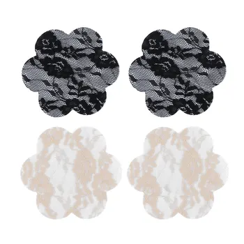 

5 Pair/ Pack Bra Accessories Woman Sexy Breasts Stickers Black/ Nude Color Plum Blossom Shape Charm Self-adhesive Breast Petals