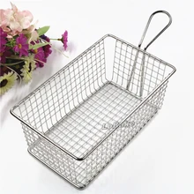 Топ Размер 20*12 см большие отверстия прямоугольный из нержавеющей стали жарки картофельных чипсов корзина для приготовления клецек сито горячего масла Сито Фильтр для приготовления пищи