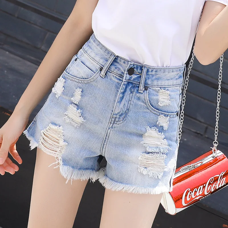 

High waists leg-openings women denim jeans Broken hole Slim Fit shorts casual denim femme shorts sexy short jeans summer 2019