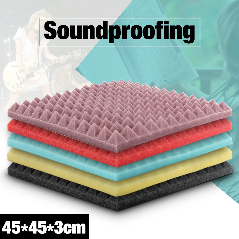 

6pcs 45x45x3cm Soundproofing Foam Acoustic Foam Sound Treatment Absorption Wedge Tiles Pack Studio/Music 5 Colors