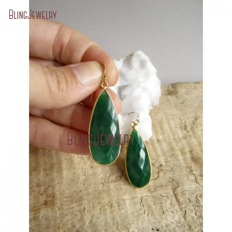 20190321-ER21049-genuine emerald earrings large rough cut drop earrings 18k gold vermeil bezel set