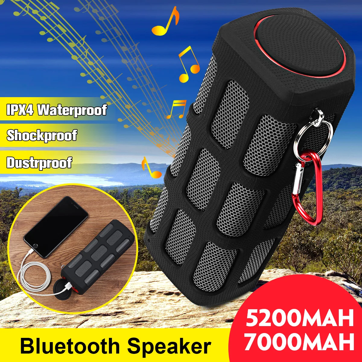 Portable Waterproof Shockproof Dustproof Wireless Bluetooth Speaker