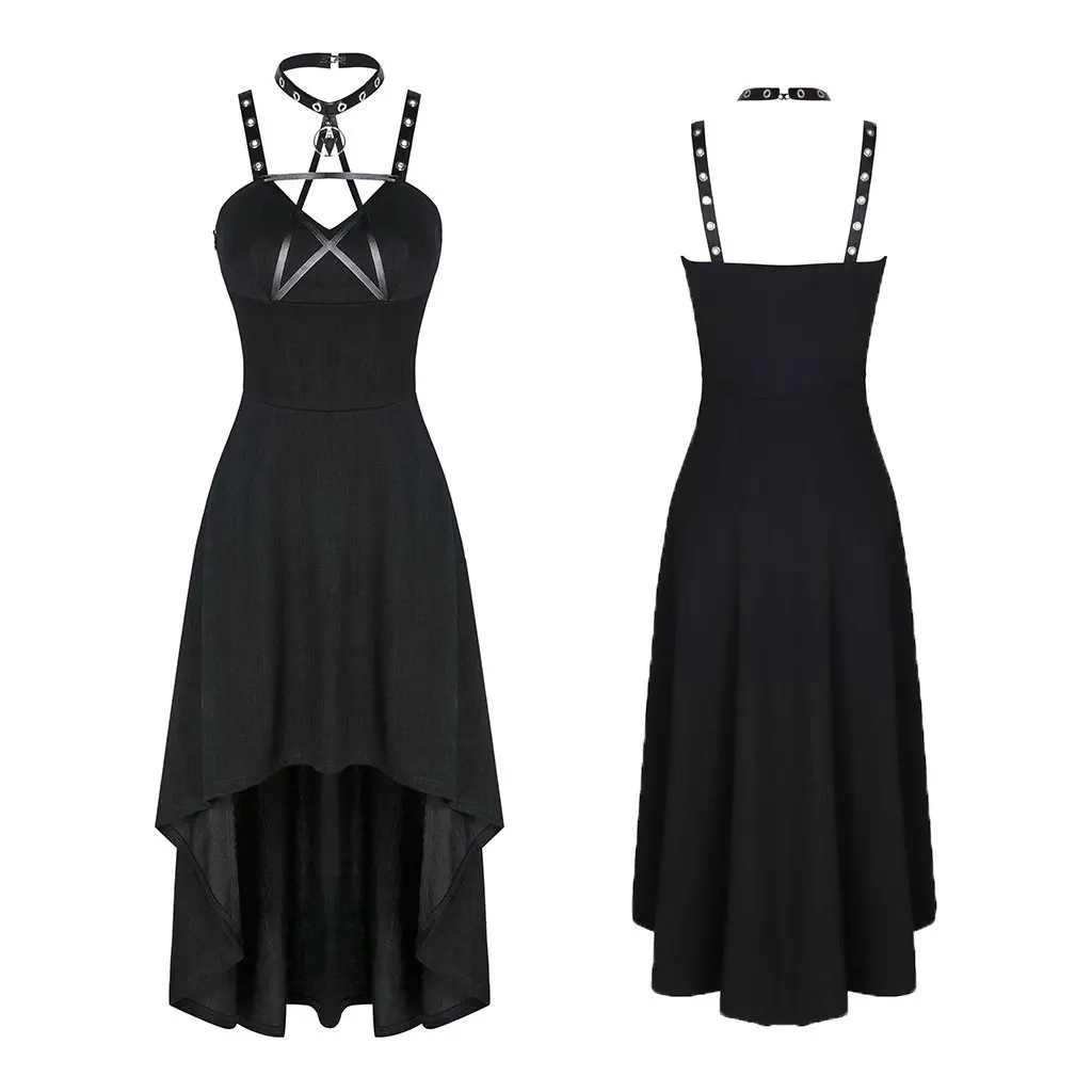 Darkinlove Для женщин Гот холтеровское Neck High low платье комбинация DW184|Платья| |