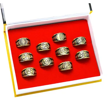 

Anime Naruto Rings Uchiha Madara Hatake Kakashi Writing Action Figure Cosplay Toys 11PCS/LOT