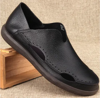 

Summer sandals men's leather breathable non-slip lazy shoes hole set foot soft casual men's shoes summer comfortable single shoe