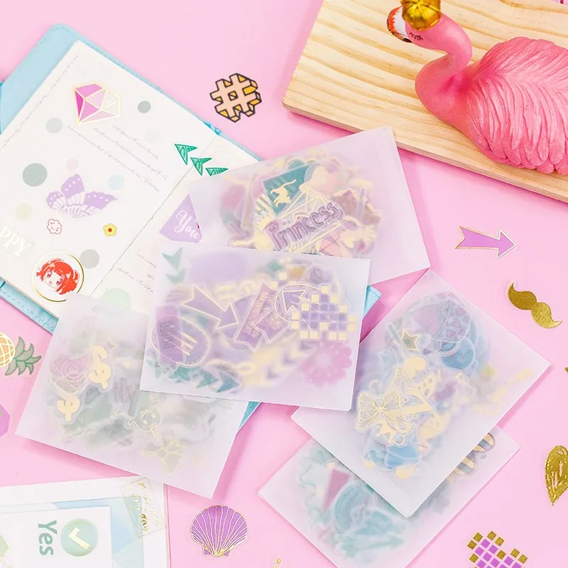 

100pcs/pack Dream Pink Gilding Bullet Journal Scrapbook Diary Stickers Scrapbooking Paper Craft Diy Flakes Office Supplies