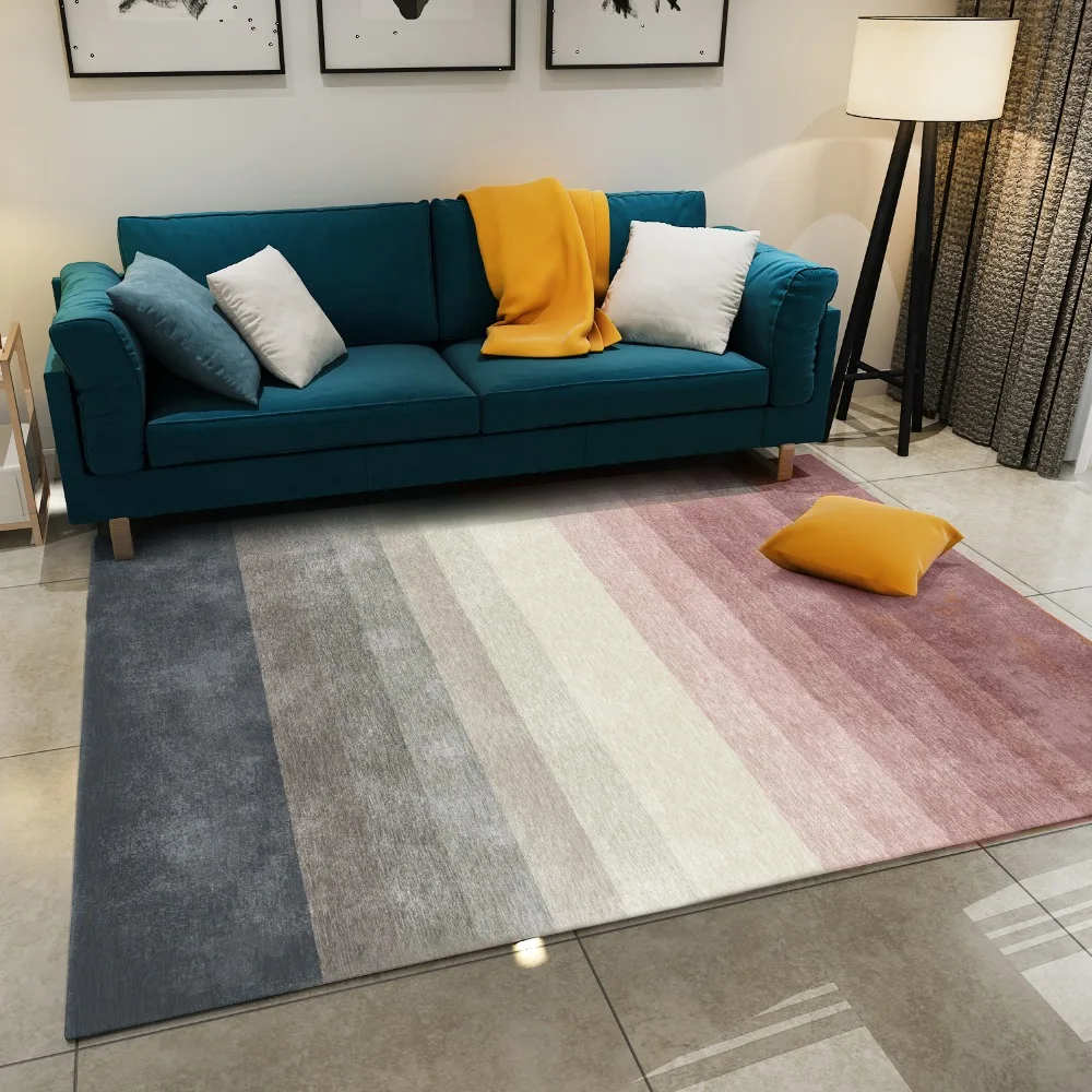  Post-modern gradually changing color striped bedside rug big size living room coffee table carpetde - 33013376580
