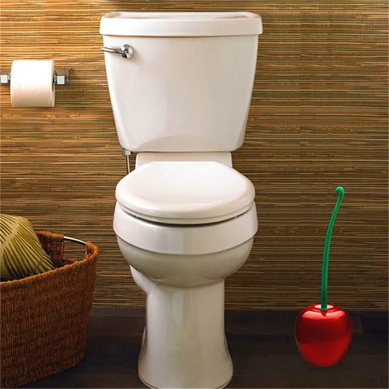 2019 New Lovely Creative Cherry Shape Lavatory Toilet Brush and Holder Set Bathroom Tool 2 Colors