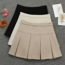 Акция Lanon юбки Faldas Женская юбка в стиле преппи Твердые Плиссированные выше колена Мини Длина империя талии осень