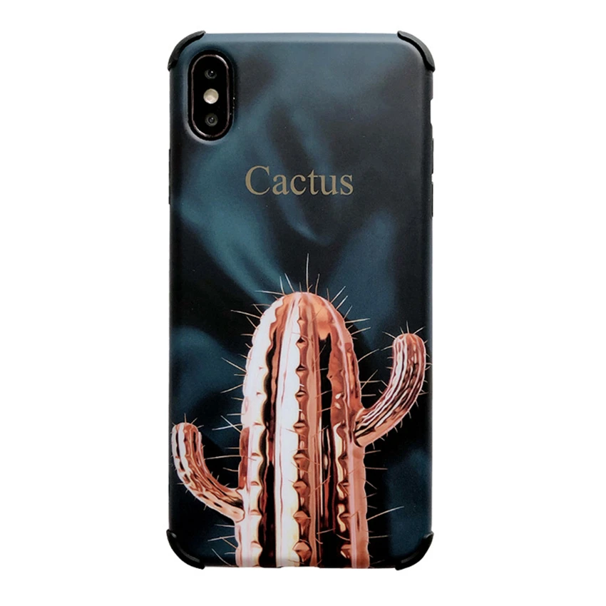 Модный чехол для телефона в форме кактуса iPhone 7 8 Plus милый зеленый матовый мягкий