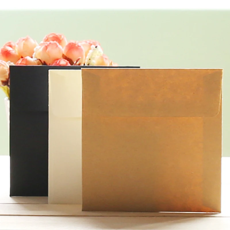 High Quality 10 pcs/Lot Mini 10cm*10cm Retro Vintage Kraft Paper Envelopes Scrapbooking Paper For Festival Card Gift