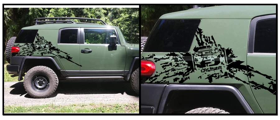 car sticker 2pc rear trunk firearm tank styling car mud graphic vinyl car accessories custom for toyota FJ CRUISER