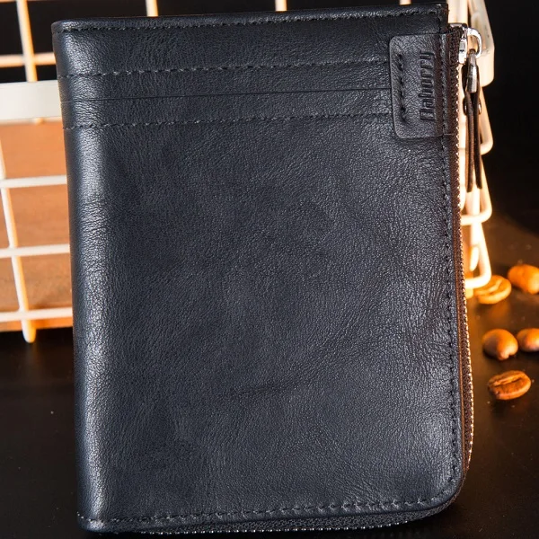 RFID защита от кражи монета сумка на молнии мужские кошельки с карманом ID Блокировка мини тонкий кошелек автоматический всплывающий кошелек для кредитных карт - Color: black