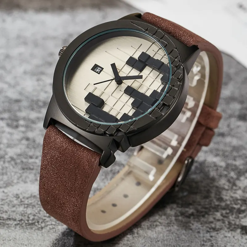 

2017 Unique Three Dimensions Digil Dial Watch Mens Creative Minimalist Design Men Women Date Quartz Watch Cool Style Lover Gifts