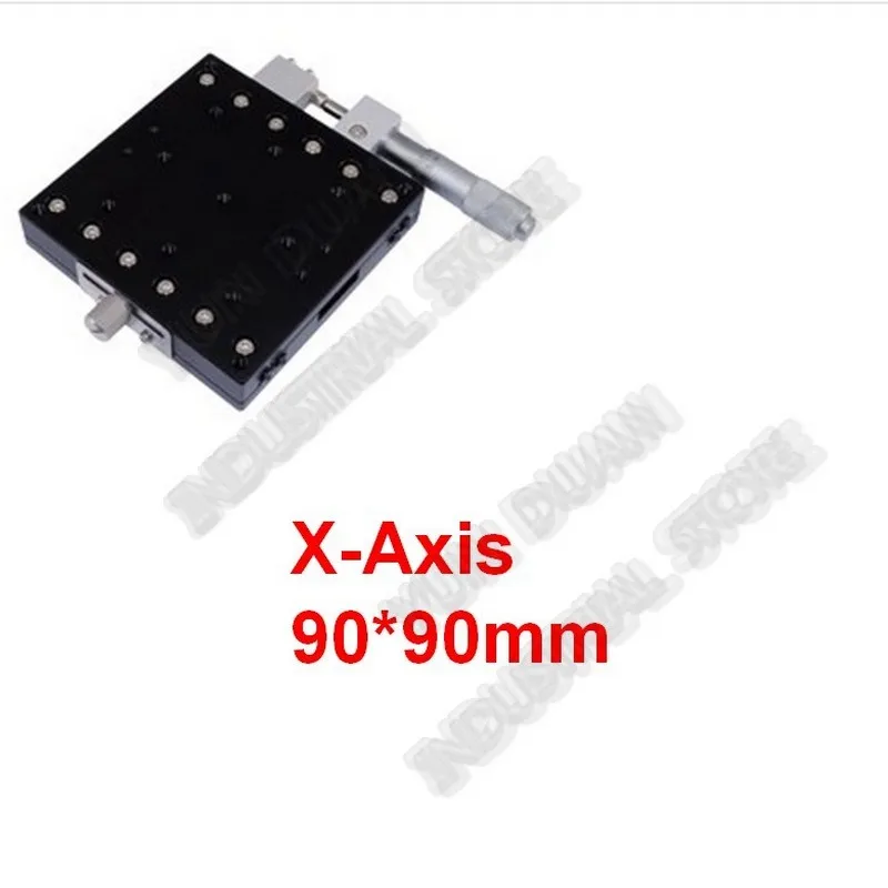 

X Axis 90*90mm Manual Displacement Trimming Platform Cross Roller Guide Way Linear Stage Sliding Micrometer Table High Precision