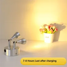 2 Вт/6 Вт подзарядка двойной головкой li батарея, беспроводной 45 градусов луч 360 градусов вращающийся, витринный шкаф led батарея прожектор