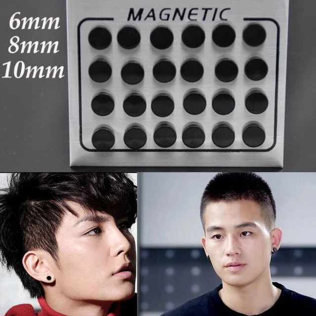 New Black 6 8 10mm Magnet Stud Earring Fake Earrings Magic New Black 6 8 10mm Magnet Stud Earring Fake Earrings Magic For