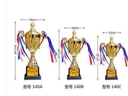 

A three-piece set World Cup high-end trophy medals medal free design lettering soccer volleyball trophy crafts statue