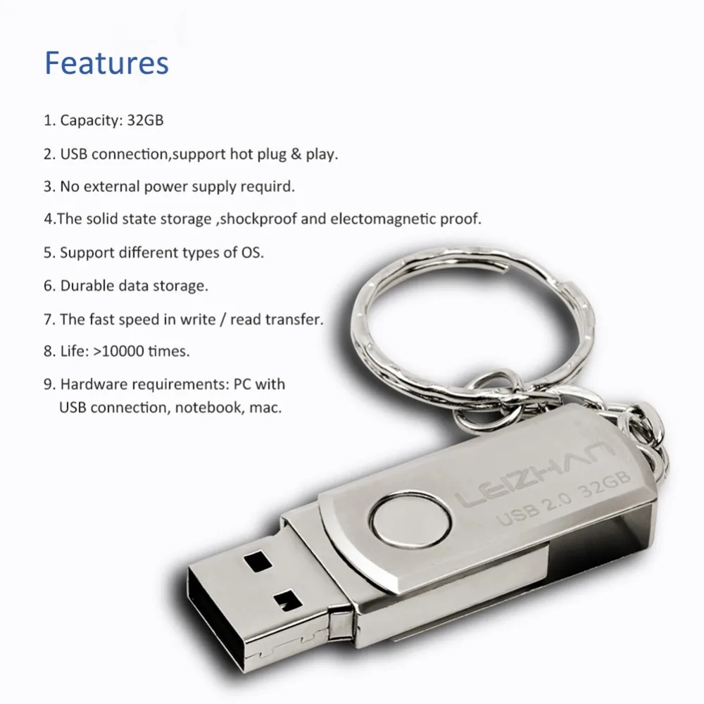 USB флеш накопитель LEIZHA в металлическом корпусе 64/32/16/8/4 ГБ|USB флэш-накопители| |